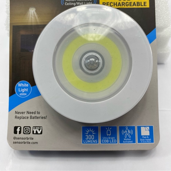 SENSOR BRITE Motion -Activated Ceiling/ Wall Light  USB Rech.Wh. Lig. 6500K - Picture 4 of 6